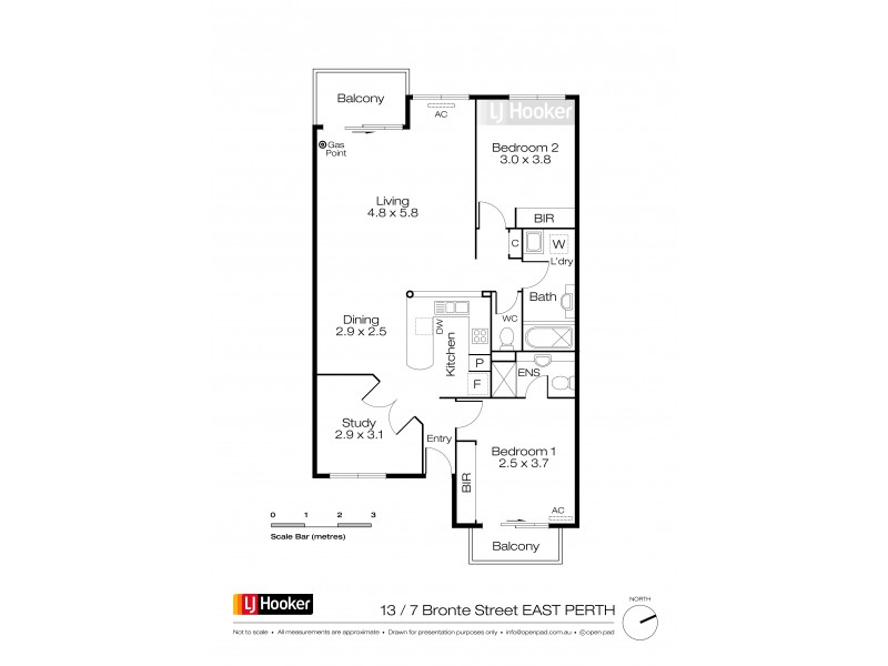 13/7 Bronte Street, East Perth WA 6004 Floorplan