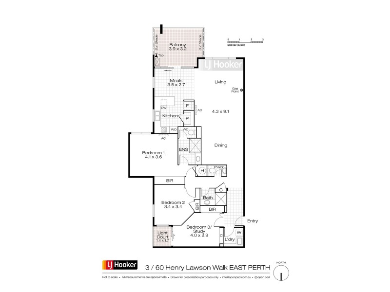 3/60-62 Henry Lawson Walk, East Perth WA 6004 Floorplan