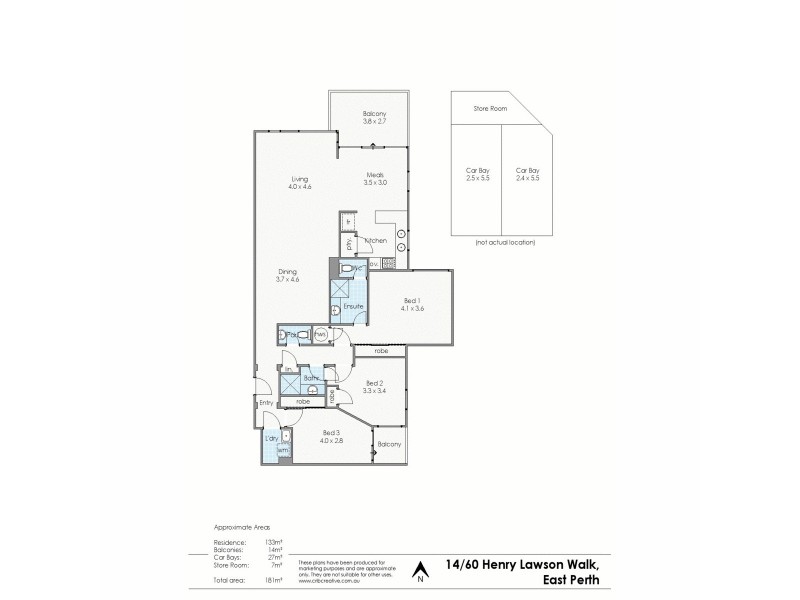 14/60-62 Henry Lawson Walk, East Perth WA 6004 Floorplan