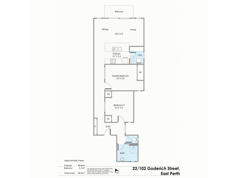 22/102 Goderich Street, East Perth WA 6004 Floorplan