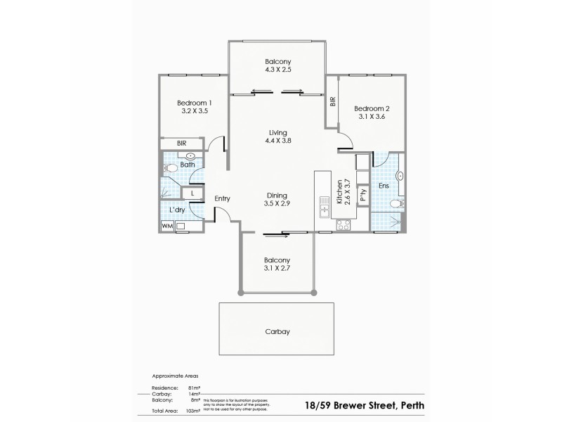 18/59 Brewer Street, Perth WA 6000 Floorplan