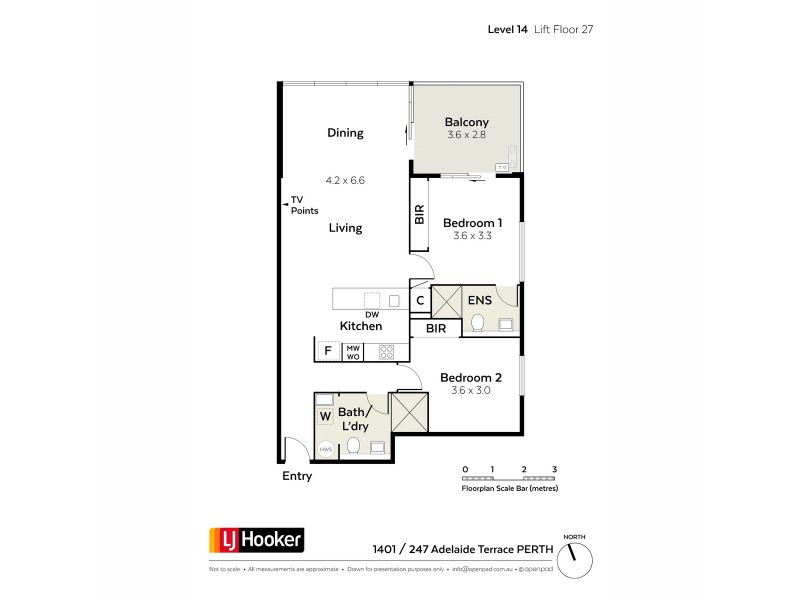 1401/237 Adelaide Terrace, Perth WA 6000 Floorplan