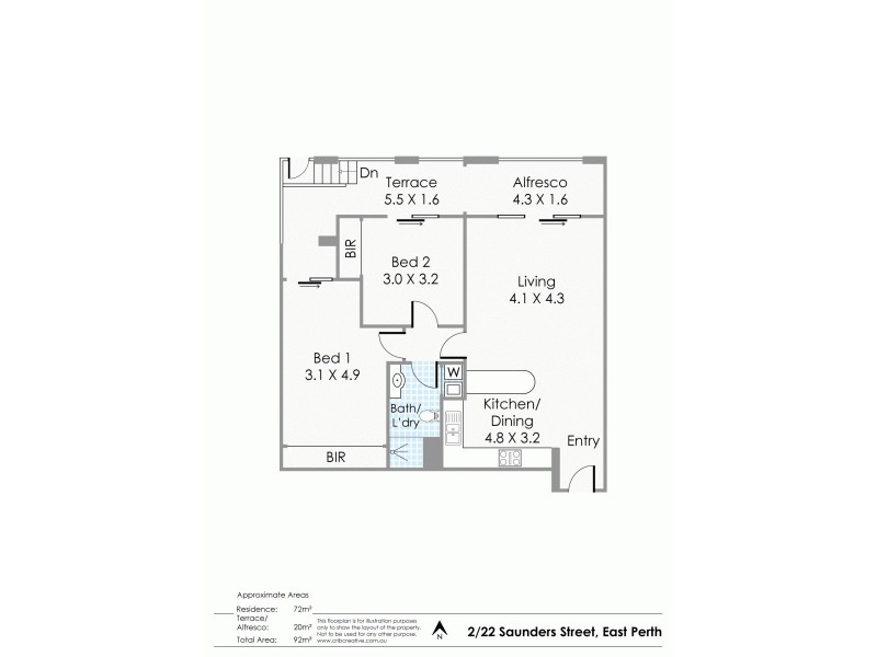 2/22 Saunders Street, East Perth WA 6004 Floorplan