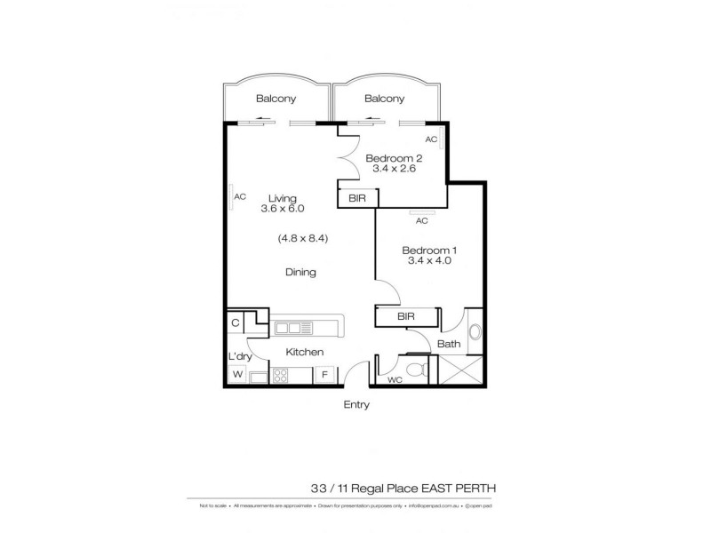 33/11 Regal Place, East Perth WA 6004 Floorplan