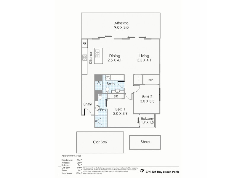 27/1324 Hay Street, West Perth WA 6005 Floorplan