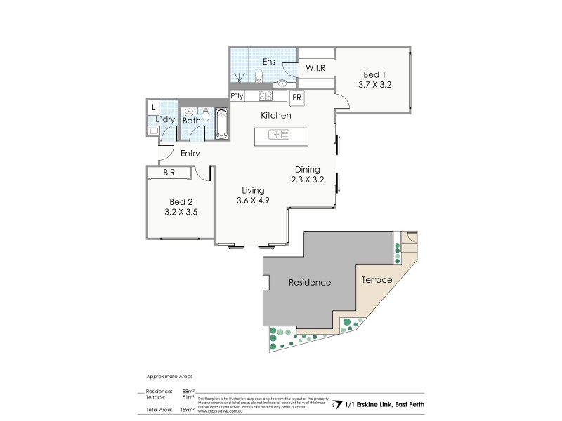 1/1 Erskine Link, East Perth WA 6004 Floorplan