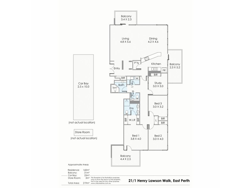 21/1 Henry Lawson Walk, East Perth WA 6004 Floorplan