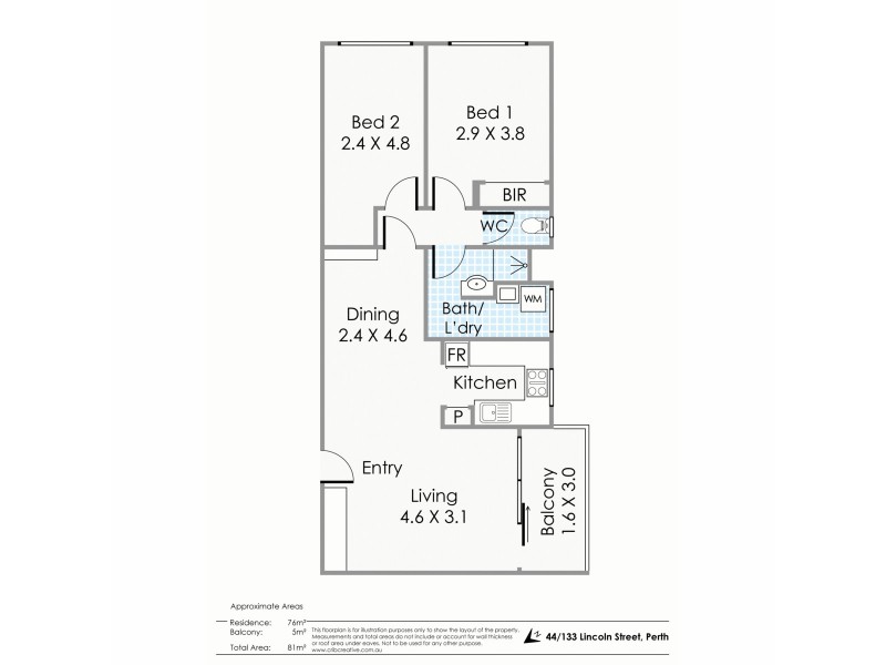 44/133 Lincoln Street, Perth WA 6000 Floorplan