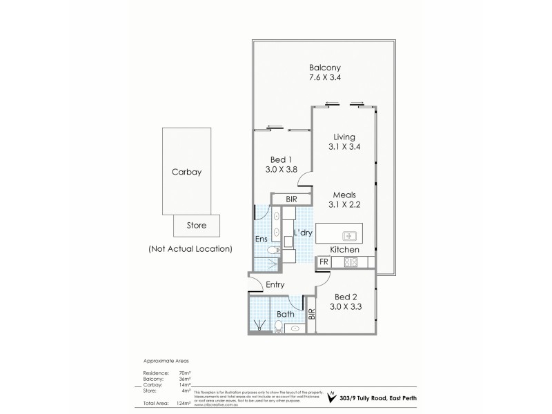 303/9 Tully Road, East Perth WA 6004 Floorplan
