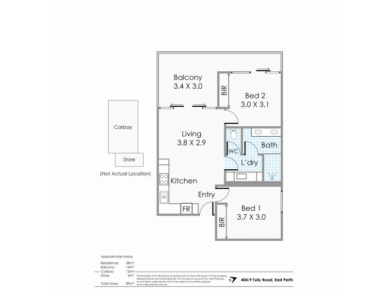 404/9 Tully Road, East Perth WA 6004 Floorplan
