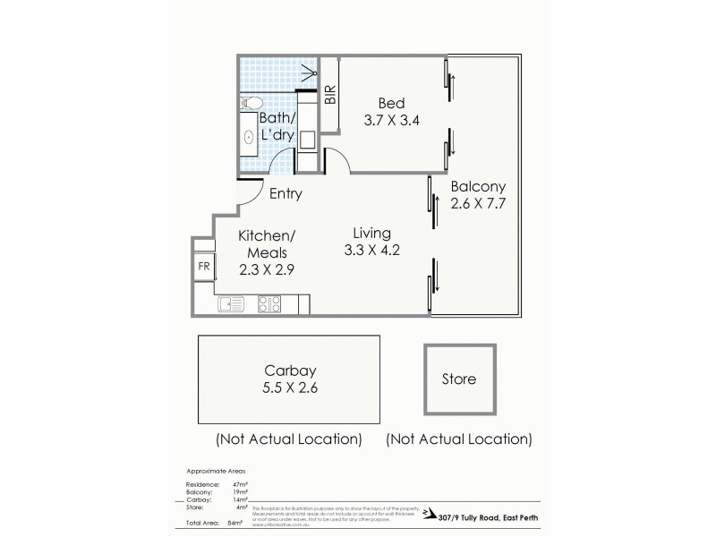 307/9 Tully Road, East Perth WA 6004 Floorplan