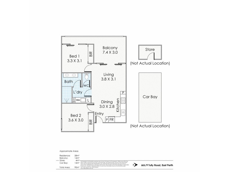 805/9 Tully Road, East Perth WA 6004 Floorplan