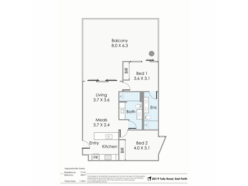 207/9 Tully Road, East Perth WA 6004 Floorplan