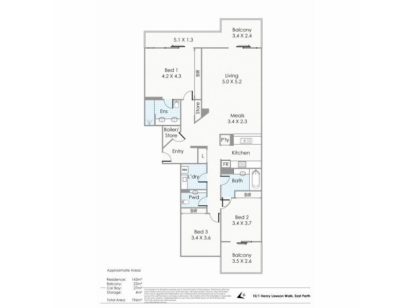 10/1 Henry Lawson Walk, East Perth WA 6004 Floorplan