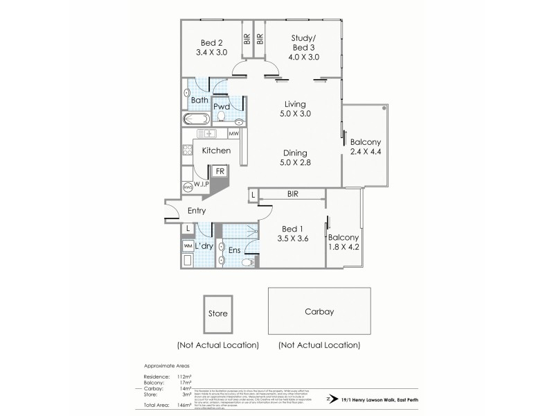 19/1 Henry Lawson Walk, East Perth WA 6004 Floorplan