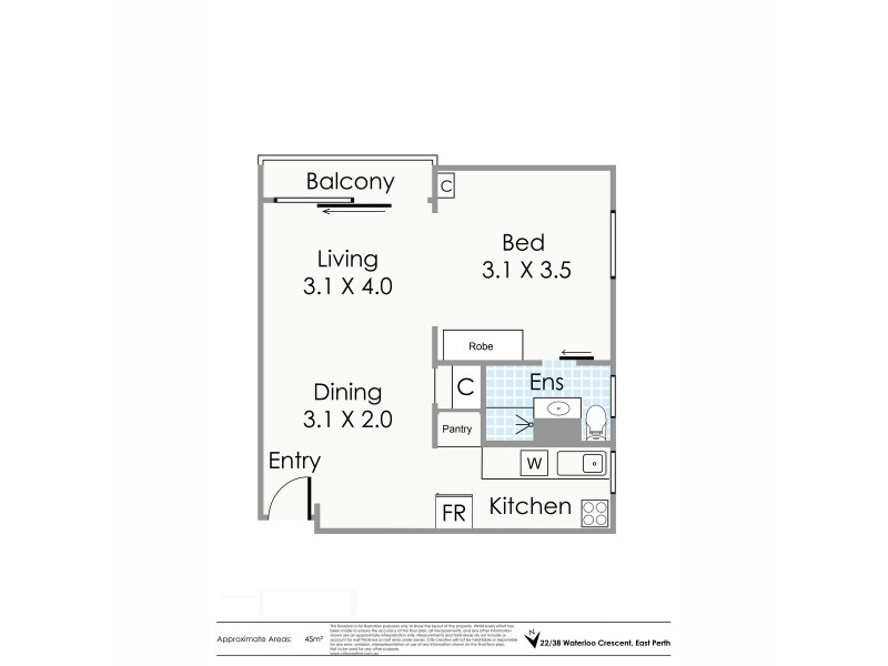 22/38-42 Waterloo Crescent, East Perth WA 6004 Floorplan
