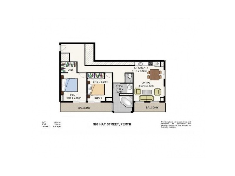 52/996 Hay Street, Perth WA 6000 Floorplan