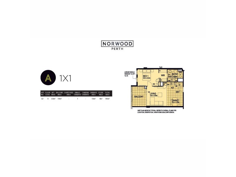 52/280 Lord Street, Perth WA 6000 Floorplan