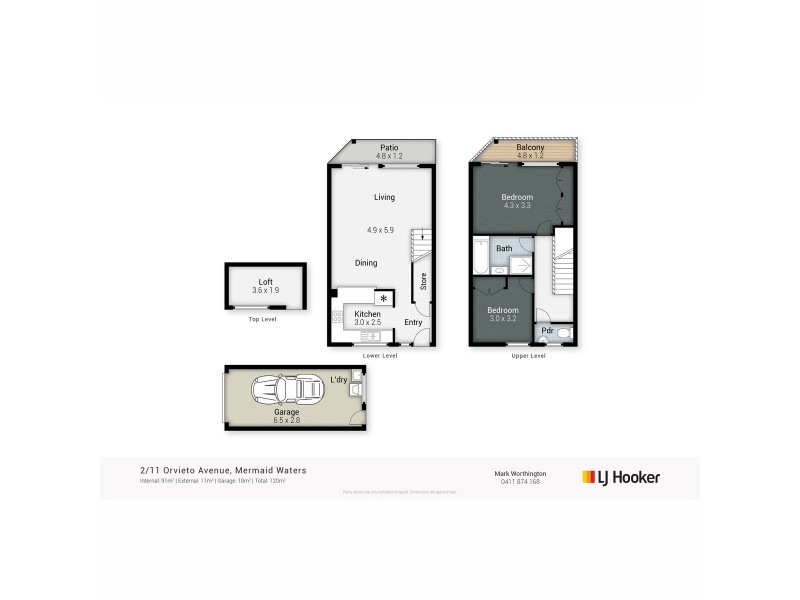 2/11 Orvieto Avenue, Mermaid Waters QLD 4218 Floorplan