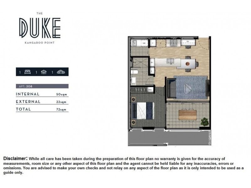 208/18 Duke Street, Kangaroo Point QLD 4169 Floorplan