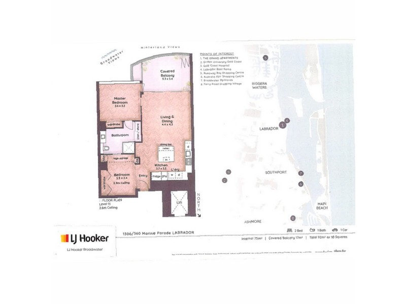 1306/360 Marine Parade, Labrador QLD 4215 Floorplan