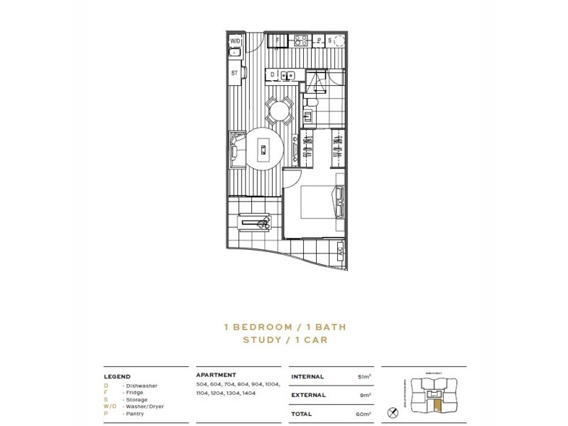 1204/139 Scarborough Street, Southport QLD 4215 Floorplan