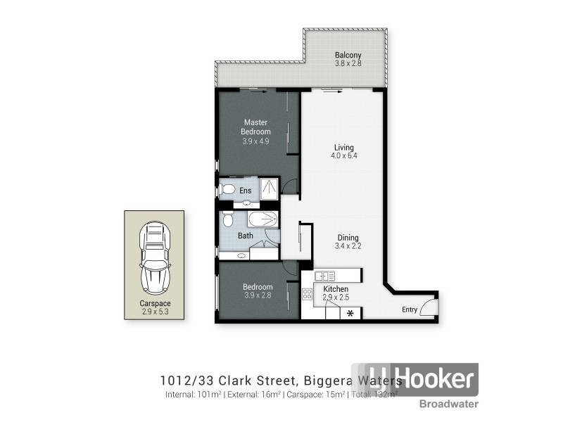 1012/33 Clark Street, Biggera Waters QLD 4216 Floorplan