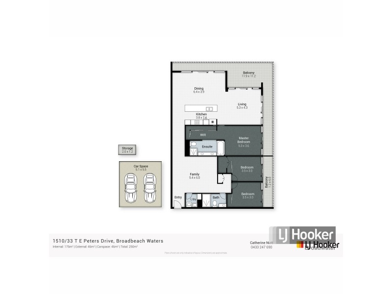 1510/33 T E Peters Drive, Broadbeach QLD 4218 Floorplan