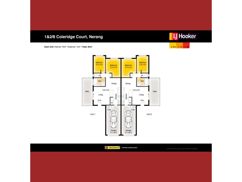 1 & 2/8 Coleridge Court, Nerang QLD 4211 Floorplan