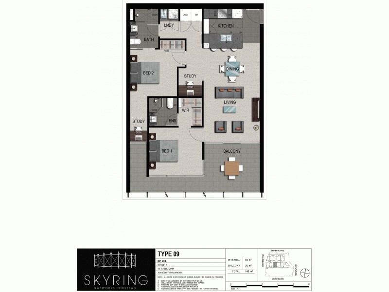 809/30 Festival Place, Newstead QLD 4006 Floorplan