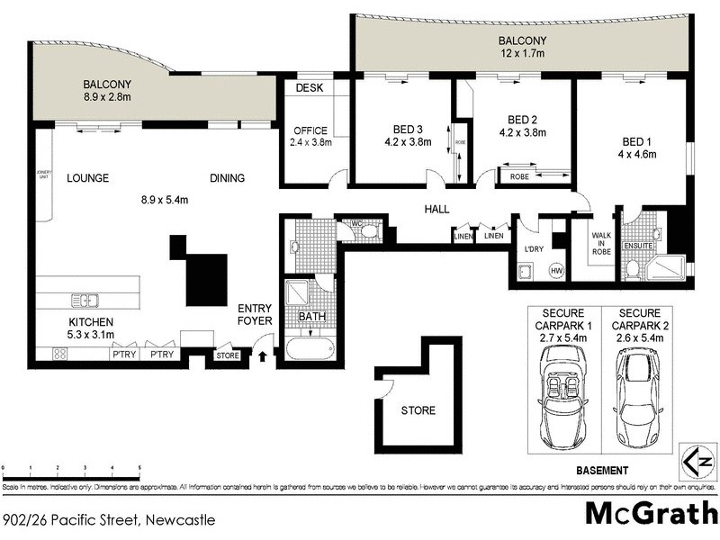 902/26 Pacific Street, Newcastle NSW 2300 Floorplan