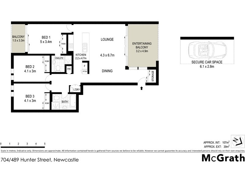 704/489 Hunter Street, Newcastle NSW 2300 Floorplan