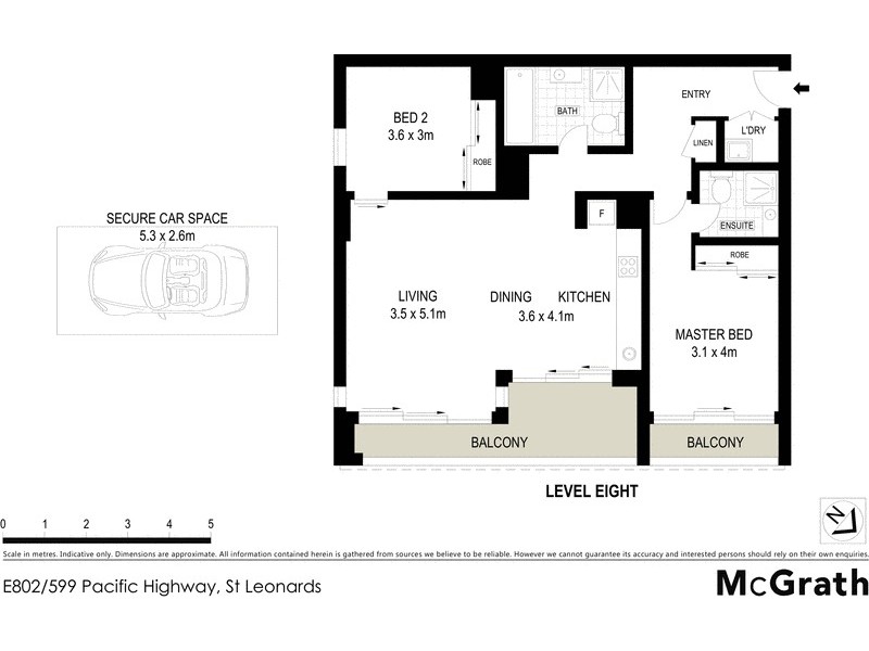 E802/599 Pacific Highway, St Leonards NSW 2065 Floorplan