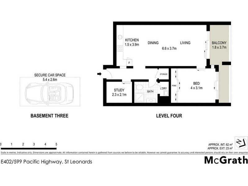 E402/599 Pacific Highway, St Leonards NSW 2065 Floorplan
