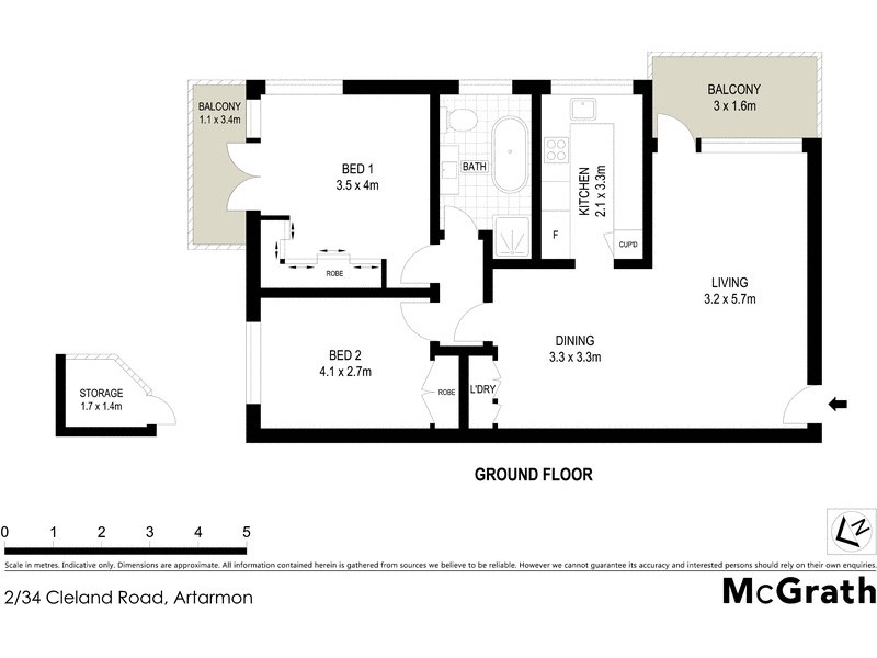 2/34 Cleland Road, Artarmon NSW 2064 Floorplan