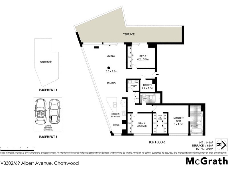V3302/69 Albert Avenue, Chatswood NSW 2067 Floorplan
