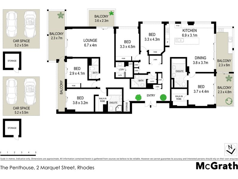 The Penthouse, 2 Marquet Street, Rhodes NSW 2138 Floorplan