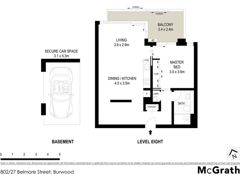 802/27 Belmore Street, Burwood NSW 2134 Floorplan