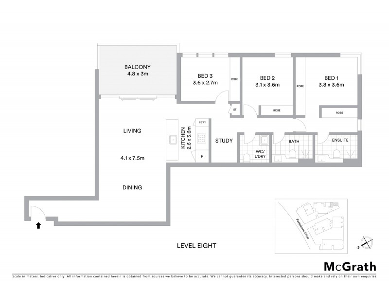 850/1 Burroway Road, Wentworth Point NSW 2127 Floorplan