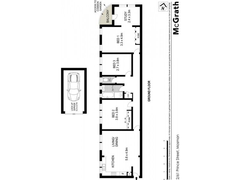 2/61 Prince Street, Mosman NSW 2088 Floorplan