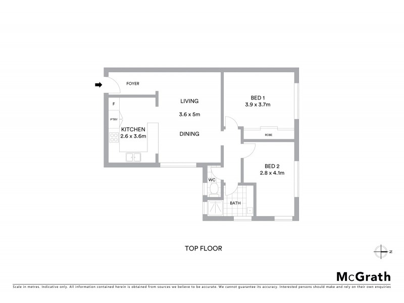 12/2A Milner Crescent, Wollstonecraft NSW 2065 Floorplan