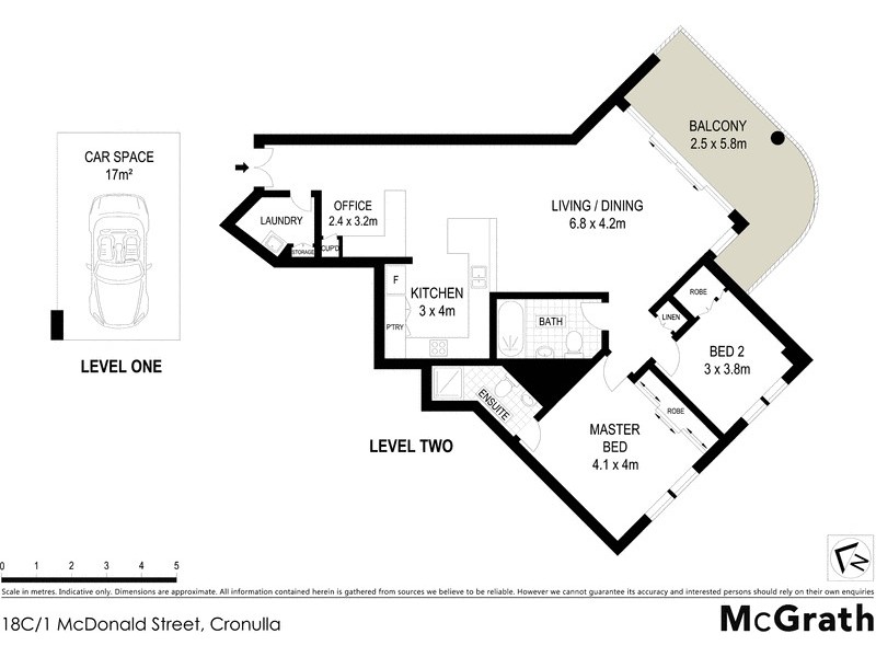 18C/1 McDonald Street, Cronulla NSW 2230 Floorplan