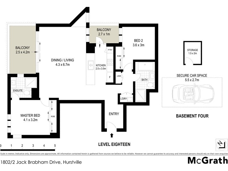 1802/2 Jack Brabham Drive, Hurstville NSW 2220 Floorplan