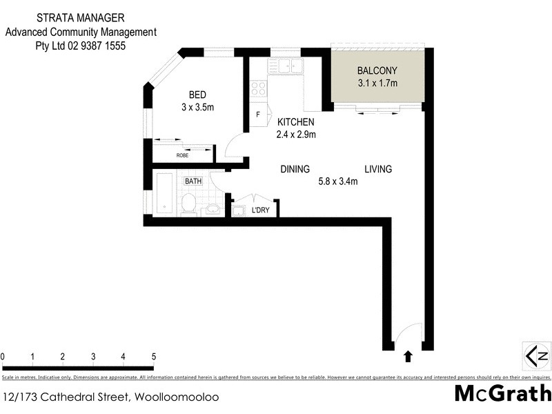 12/173 Cathedral Street, Woolloomooloo NSW 2011 Floorplan