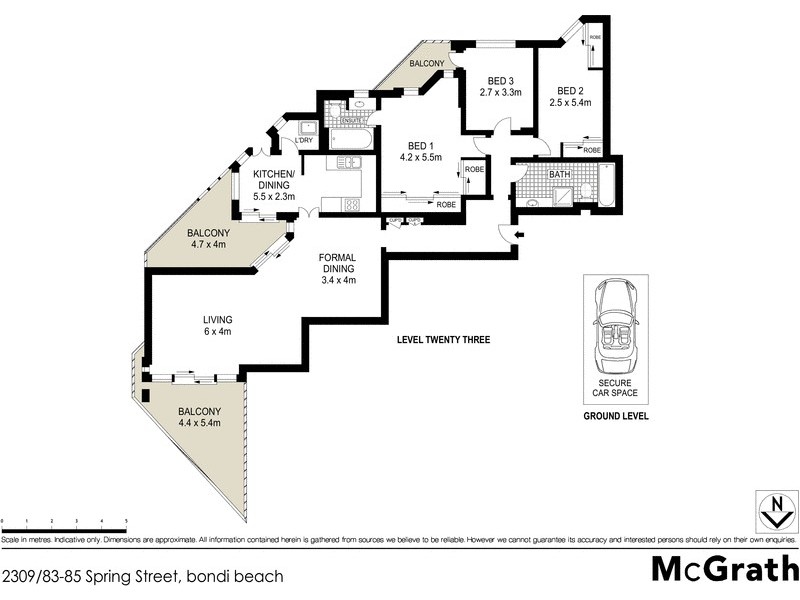 2309/83 Spring Street, Bondi Junction NSW 2022 Floorplan