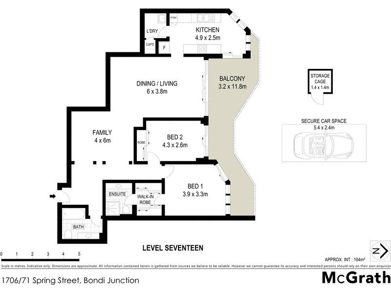 1706/71 Spring Street, Bondi Junction NSW 2022 Floorplan