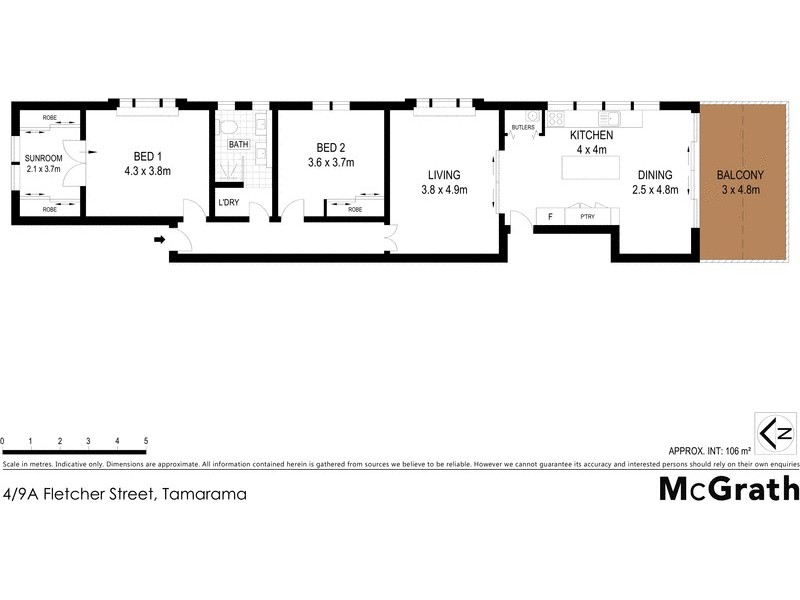 4/9A Fletcher Street, Tamarama NSW 2026 Floorplan