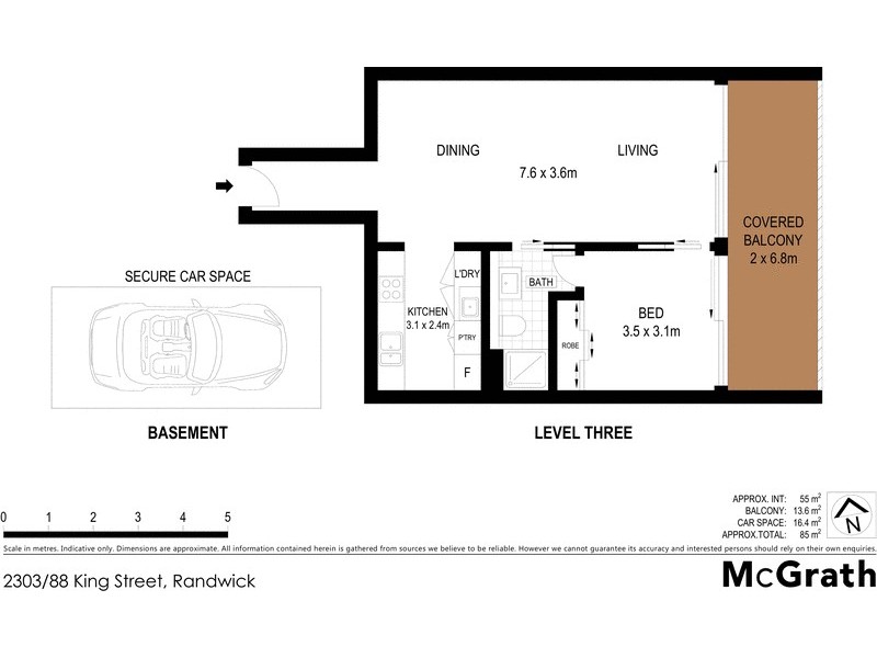 2303/88 King Street, Randwick NSW 2031 Floorplan