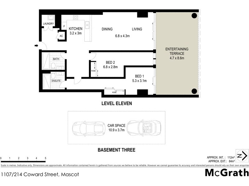 1107/214 Coward Street, Mascot NSW 2020 Floorplan