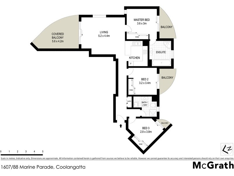 1607/88 Marine Parade, Coolangatta QLD 4225 Floorplan